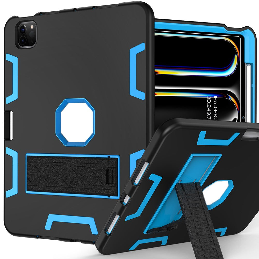 For iPad Pro 11 (2025) / 11 (2024) Case Silicone + PC Kickstand Tablet Cover with Pencil Holder