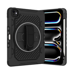 For iPad Pro 11 (2024) Case Kickstand PC + TPU Shockproof Tablet Cover with Hand Strap