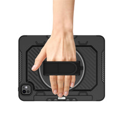 For iPad Pro 11 (2024) Case Kickstand PC + TPU Shockproof Tablet Cover with Hand Strap