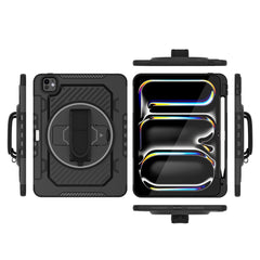 For iPad Pro 11 (2024) Case Kickstand PC + TPU Shockproof Tablet Cover with Hand Strap