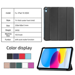 For iPad (2025) / 10.9 (2022) PU Leather Protective Case Drop-Proof Tri-Fold Stand Tablet Cover with Auto Wake  /  Sleep