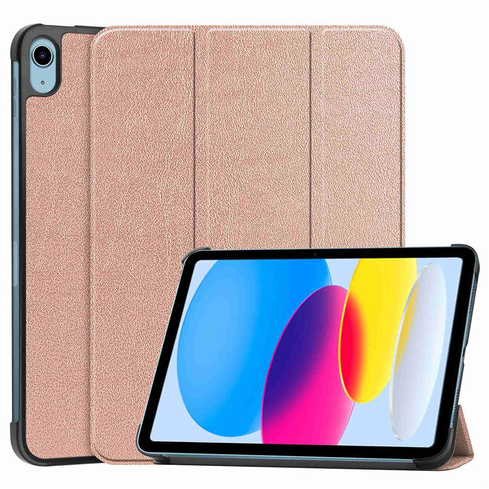 For iPad (2025) / 10.9 (2022) PU Leather Protective Case Drop-Proof Tri-Fold Stand Tablet Cover with Auto Wake  /  Sleep
