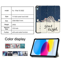 Étui à rabat en cuir PU pour iPad (2025) / 10.9 (2022) avec support à trois volets et motif imprimé 