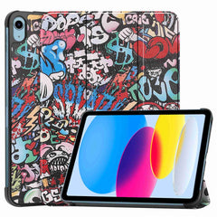 Étui à rabat en cuir PU pour iPad (2025) / 10.9 (2022) avec support à trois volets et motif imprimé 