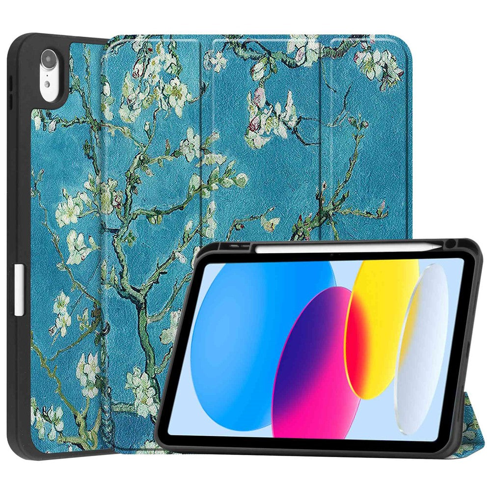 For iPad (2025) / 10.9 (2022) Pattern Printed Case PU Leather Smart Sleep Tablet Cover with Pen Slot - TechGearPal