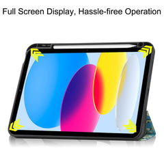 For iPad (2025) / 10.9 (2022) Pattern Printed Case PU Leather Smart Sleep Tablet Cover with Pen Slot