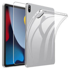For iPad (2025) / 10.9 (2022) Soft TPU Case Transparent Phone Cover with 2.5D Arc Edge Tempered Glass Screen Protector
