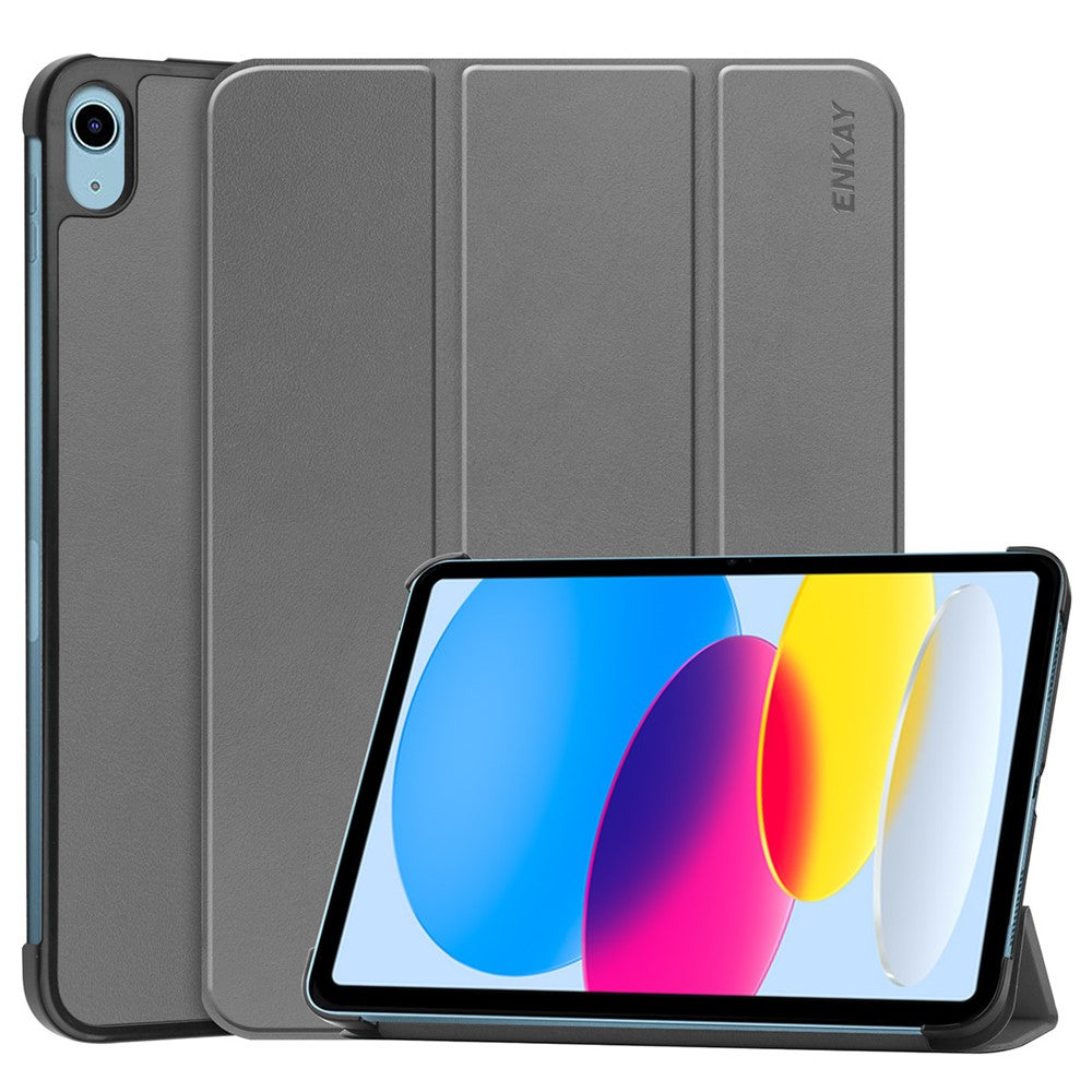 Étui antichoc ENKAY HAT PRINCE pour iPad (2025) / 10.9 (2022) en cuir PU + PC avec support à trois volets 