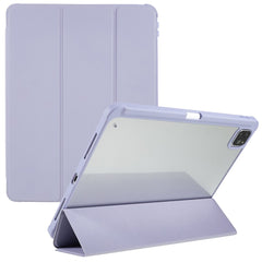 For iPad Pro 12.9 (2018) / (2020) / (2021) / (2022) Anti-Drop Tri-fold Stand Case PU Leather + TPU + Acrylic Tablet Slim Case Shockproof Cover