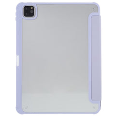 For iPad Pro 12.9 (2018) / (2020) / (2021) / (2022) Anti-Drop Tri-fold Stand Case PU Leather + TPU + Acrylic Tablet Slim Case Shockproof Cover