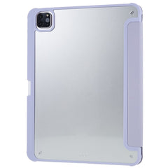 For iPad Pro 12.9 (2018) / (2020) / (2021) / (2022) Anti-Drop Tri-fold Stand Case PU Leather + TPU + Acrylic Tablet Slim Case Shockproof Cover