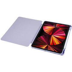 For iPad Pro 12.9 (2018) / (2020) / (2021) / (2022) Anti-Drop Tri-fold Stand Case PU Leather + TPU + Acrylic Tablet Slim Case Shockproof Cover