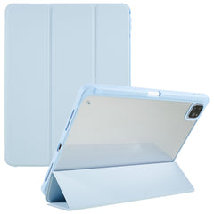 For iPad Pro 12.9 (2018) / (2020) / (2021) / (2022) Anti-Drop Tri-fold Stand Case PU Leather + TPU + Acrylic Tablet Slim Case Shockproof Cover