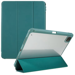 For iPad Pro 12.9 (2018) / (2020) / (2021) / (2022) Anti-Drop Tri-fold Stand Case PU Leather + TPU + Acrylic Tablet Slim Case Shockproof Cover