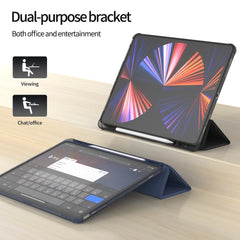 For iPad Pro 12.9 (2020) / (2021) / (2022) PU Leather Trifold Stand Cover Auto Sleep / Wake Smart Tablet Case with Pencil Holder