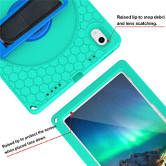 Étui pour tablette iPad (2025) / 10.9 (2022) avec dragonne, béquille rotative, texture nid d'abeille, anti-chute, avec bandoulière 