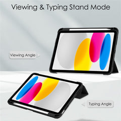 For iPad (2025) / 10.9 (2022) Shockproof Tablet Case PU Leather + TPU + Acrylic Anti-Drop Protective Cover with Stand / Pen Slot