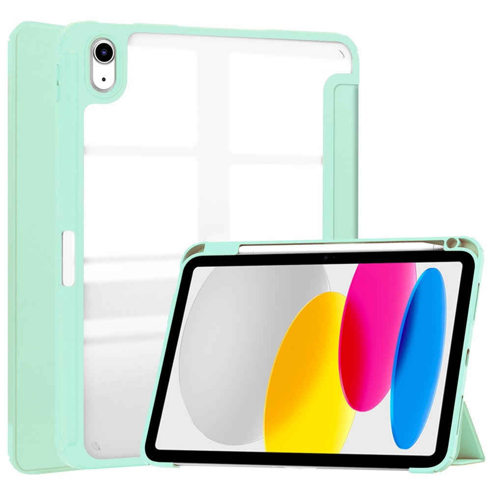 For iPad (2025) / 10.9 (2022) Shockproof Tablet Case PU Leather + TPU + Acrylic Anti-Drop Protective Cover with Stand / Pen Slot