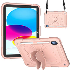 Étui antichoc pour iPad (2025) / 10.9 (2022) en forme de papillon avec béquille et bandoulière 