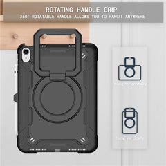 For iPad (2025) / iPad 10.9 (2022) Silicone PC Tablet Case Rotating Handle Kickstand Cover with Shoulder Strap