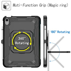 For iPad (2025) / iPad 10.9 (2022) Silicone PC Tablet Case Rotating Handle Kickstand Cover with Shoulder Strap