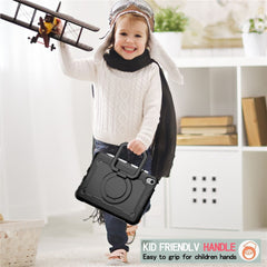 For iPad (2025) / iPad 10.9 (2022) Silicone PC Tablet Case Rotating Handle Kickstand Cover with Shoulder Strap