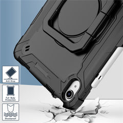 For iPad (2025) / iPad 10.9 (2022) Silicone PC Tablet Case Rotating Handle Kickstand Cover with Shoulder Strap