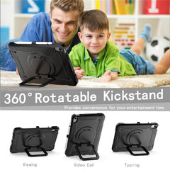 For iPad (2025) / iPad 10.9 (2022) Silicone PC Tablet Case Rotating Handle Kickstand Cover with Shoulder Strap