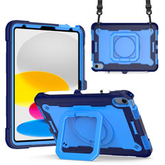 For iPad (2025) / iPad 10.9 (2022) Silicone PC Tablet Case Rotating Handle Kickstand Cover with Shoulder Strap