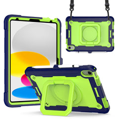 For iPad (2025) / iPad 10.9 (2022) Silicone PC Tablet Case Rotating Handle Kickstand Cover with Shoulder Strap