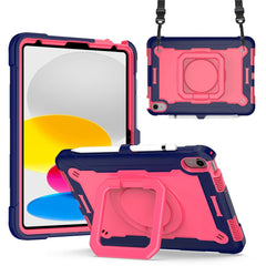 For iPad (2025) / iPad 10.9 (2022) Silicone PC Tablet Case Rotating Handle Kickstand Cover with Shoulder Strap