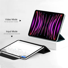 For iPad Pro 12.9 (2022) / (2021) / (2020) Anti-drop PU Leather Tablet Case Magnetic Closure Tri-fold Stand Flip Protective Cover