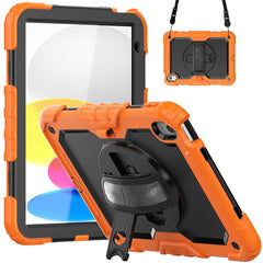 For iPad (2025) / 10.9 (2022) Silicone+PC Tablet Case Hand Strap Kickstand Drop-Proof Cover with Shoulder Strap