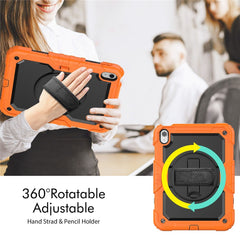 For iPad (2025) / 10.9 (2022) Silicone+PC Tablet Case Hand Strap Kickstand Drop-Proof Cover with Shoulder Strap