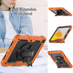 For iPad (2025) / 10.9 (2022) Silicone+PC Tablet Case Hand Strap Kickstand Drop-Proof Cover with Shoulder Strap