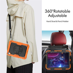 For iPad (2025) / 10.9 (2022) Silicone+PC Tablet Case Hand Strap Kickstand Drop-Proof Cover with Shoulder Strap