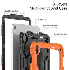 For iPad (2025) / 10.9 (2022) Silicone+PC Tablet Case Hand Strap Kickstand Drop-Proof Cover with Shoulder Strap
