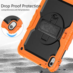 For iPad (2025) / 10.9 (2022) Silicone+PC Tablet Case Hand Strap Kickstand Drop-Proof Cover with Shoulder Strap