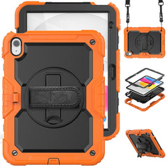 For iPad (2025) / 10.9 (2022) Silicone+PC Tablet Case Hand Strap Kickstand Drop-Proof Cover with Shoulder Strap