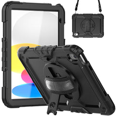 For iPad (2025) / 10.9 (2022) Silicone+PC Tablet Case Hand Strap Kickstand Drop-Proof Cover with Shoulder Strap