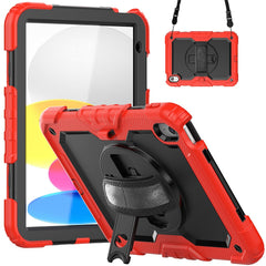 For iPad (2025) / 10.9 (2022) Silicone+PC Tablet Case Hand Strap Kickstand Drop-Proof Cover with Shoulder Strap