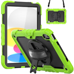 For iPad (2025) / 10.9 (2022) Silicone+PC Tablet Case Hand Strap Kickstand Drop-Proof Cover with Shoulder Strap