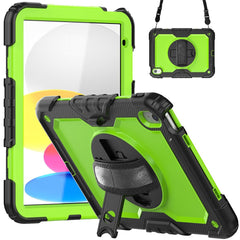 For iPad (2025) / 10.9 (2022) Silicone+PC Tablet Case Hand Strap Kickstand Drop-Proof Cover with Shoulder Strap
