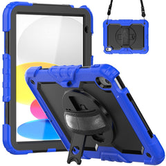 For iPad (2025) / 10.9 (2022) Silicone+PC Tablet Case Hand Strap Kickstand Drop-Proof Cover with Shoulder Strap