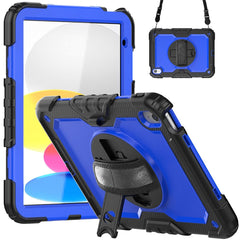 For iPad (2025) / 10.9 (2022) Silicone+PC Tablet Case Hand Strap Kickstand Drop-Proof Cover with Shoulder Strap