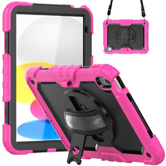For iPad (2025) / 10.9 (2022) Silicone+PC Tablet Case Hand Strap Kickstand Drop-Proof Cover with Shoulder Strap