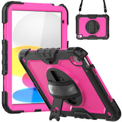For iPad (2025) / 10.9 (2022) Silicone+PC Tablet Case Hand Strap Kickstand Drop-Proof Cover with Shoulder Strap