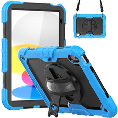 For iPad (2025) / 10.9 (2022) Silicone+PC Tablet Case Hand Strap Kickstand Drop-Proof Cover with Shoulder Strap