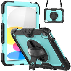 For iPad (2025) / 10.9 (2022) Silicone+PC Tablet Case Hand Strap Kickstand Drop-Proof Cover with Shoulder Strap
