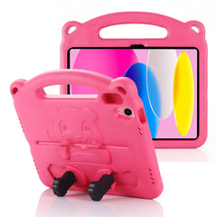 For iPad (2025) / 10.9 (2022) Cartoon Panda EVA Tablet Case Kickstand Hand Grip Shock-Absorbing Protective Cover